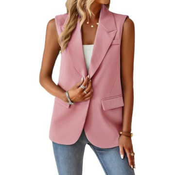 Stylish Sleeveless Blazers Jacket for Women - Light Pink 2024