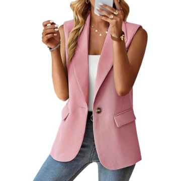 Stylish Sleeveless Blazers Jacket for Women - Light Pink 2024