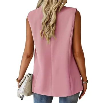Stylish Sleeveless Blazers Jacket for Women - Light Pink 2024