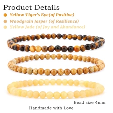 NCB 3-Piece Natural Crystal Gemstone Stretch Bracelets – Handmade Energy Healing Jewelry
