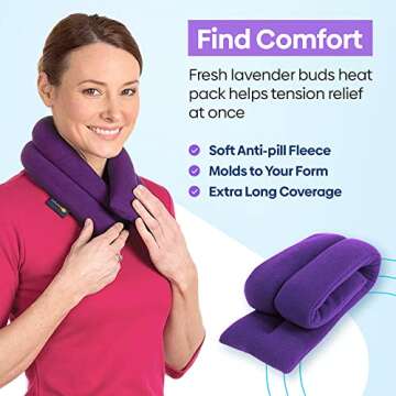SunnyBay Microwave Heating Pad, Microwavable Heated Neck and Shoulder Wrap with Lavender, Soothing Pillow Hot & Cold Bean Bag, Aroma Warmer for Pain Relief, 26x5 Inches, 2.5 lbs, Purple