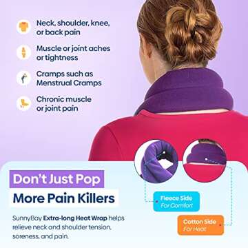 SunnyBay Microwave Heating Pad, Microwavable Heated Neck and Shoulder Wrap with Lavender, Soothing Pillow Hot & Cold Bean Bag, Aroma Warmer for Pain Relief, 26x5 Inches, 2.5 lbs, Purple