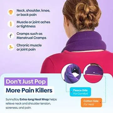 SunnyBay Microwave Heating Pad, Microwavable Heated Neck and Shoulder Wrap with Lavender, Soothing Pillow Hot & Cold Bean Bag, Aroma Warmer for Pain Relief, 26x5 Inches, 2.5 lbs, Purple