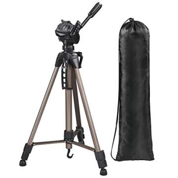 Hama Camera Tripod Star 61 (Light Tripod with 3-Way Head, Photo Tripod with 60-153cm Height, Tripod incl. Carrying case, Camera Tripod Suitable for SLR and System Cameras), Champagne