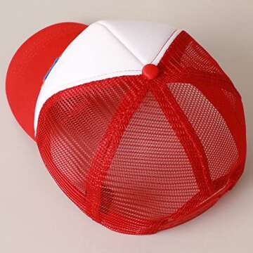 MIRMARU Retro Foam Mesh Trucker hat Trendy Design Summer Baseball Cap for Womens (US, Alpha, One Size, Chenille Glitter Americana Stars - Red)