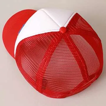 MIRMARU Retro Foam Mesh Trucker hat Trendy Design Summer Baseball Cap for Womens (US, Alpha, One Size, Chenille Glitter Americana Stars - Red)