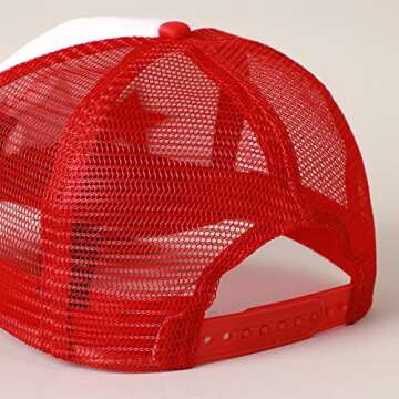 MIRMARU Retro Foam Mesh Trucker hat Trendy Design Summer Baseball Cap for Womens (US, Alpha, One Size, Chenille Glitter Americana Stars - Red)