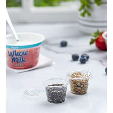Plastimade 1 Oz Clear Disposable Portion Cups with Lids