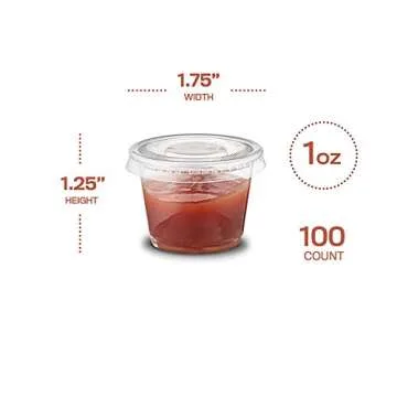 Plastimade 1 Oz Clear Disposable Portion Cups with Lids