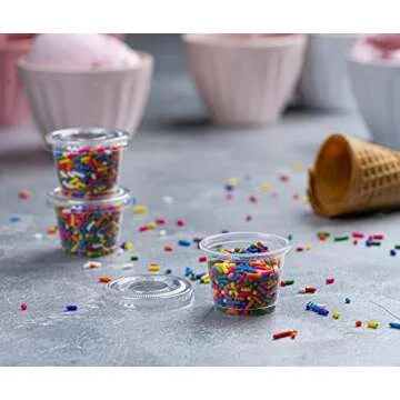 Plastimade 1 Oz Clear Disposable Portion Cups with Lids