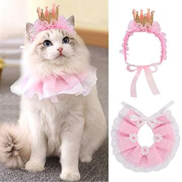 Legendog Bandana, Princess Costumes Cute Lace Crown Accessories for Cats Small Dogs, Pink Outfit for...