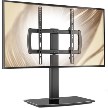 Universal Swivel/Table Top TV Stand 27 to 60 inch TVs 80 Degree Swivel, 4 Level Height Adjustable, H...