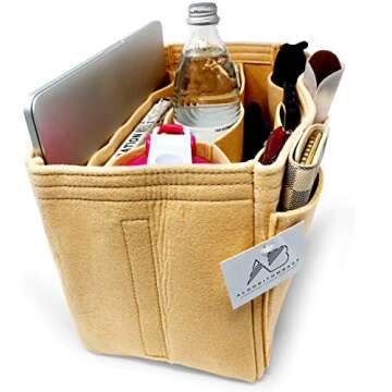 AlgorithmBags design for LV Neverfull NF GM Luxury Purse Organizer Insert Shaper Liner Divider, Tan