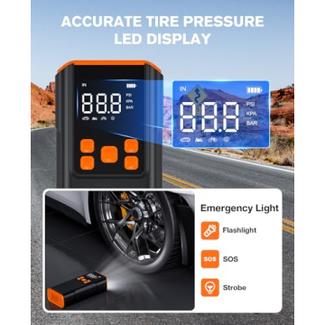 Zeee Portable Tire Inflator with LCD Display, 150PSI