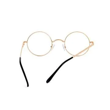EYLRIM Round Blue Light Blocking Glasses for Women Men Circle Clear Lens Metal Frame Eyeglasses Non Prescription(A1 Gold)