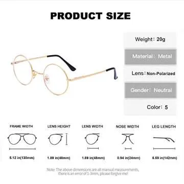 EYLRIM Round Blue Light Blocking Glasses for Women Men Circle Clear Lens Metal Frame Eyeglasses Non Prescription(A1 Gold)