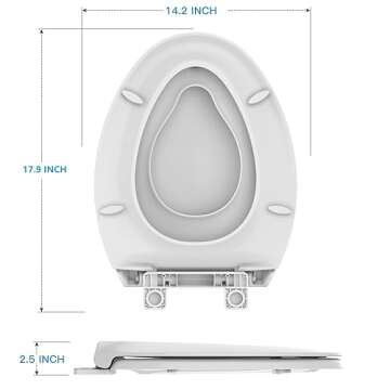 Toilet Seat, Elongated Toilet Seat with Toddler Seat Built in, Potty Training Toilet Seat Elongated Fits Both Adult and Child, with Slow Close and Magnets- Elongated