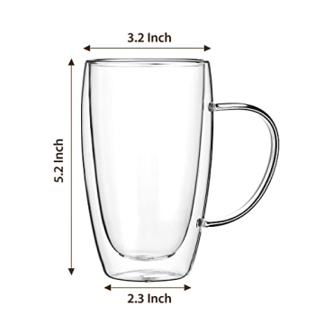 Elegant Double-Walled Coffee Mugs – 15 Oz Insulated Cups