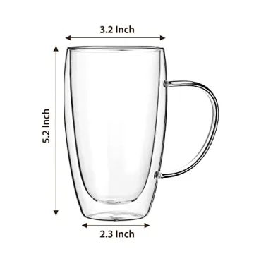 Elegant Double-Walled Coffee Mugs – 15 Oz Insulated Cups