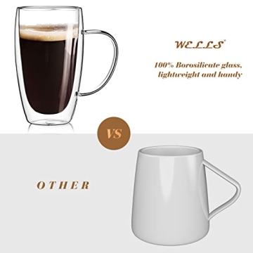 Elegant Double-Walled Coffee Mugs – 15 Oz Insulated Cups