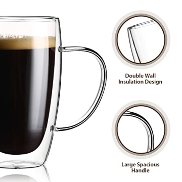 Elegant Double-Walled Coffee Mugs – 15 Oz Insulated Cups