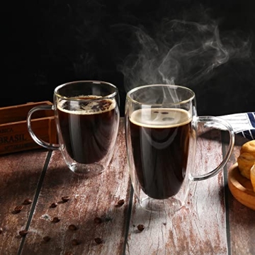 Elegant Double-Walled Coffee Mugs – 15 Oz Insulated Cups