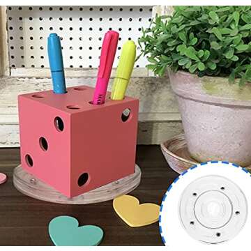 Zorveiio 2Pcs 4” Clear Acrylic Turntable Organizer, Rotating Organizer Swivel Plate for Bathroom Kitchen Cabinet Table Spice Rack Cake Pantry