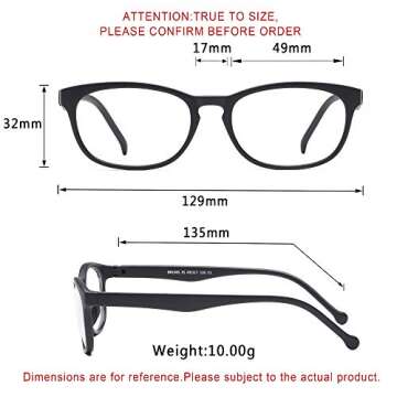 LifeArt Blue Light Blocking Glasses, Anti Eyestrain, Computer Reading Glasses, Gaming Glasses, TV Glasses for Women Men, Anti Glare (Black, No Magnification)