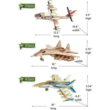 3D Wooden Aircraft & Helicopter Puzzle Set - 6 Pieces