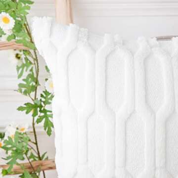 MADIZZ Plush Wool White Throw Pillow Covers - Set of 2