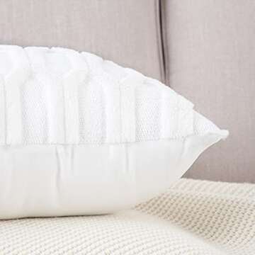 MADIZZ Plush Wool White Throw Pillow Covers - Set of 2