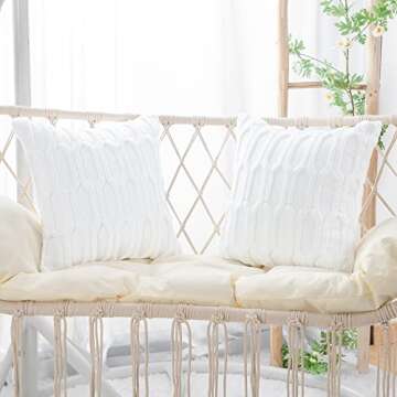 MADIZZ Plush Wool White Throw Pillow Covers - Set of 2