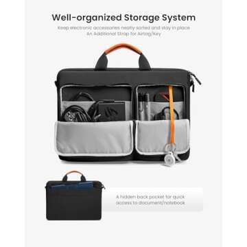 tomtoc Laptop Shoulder Bag for 14 Inch MacBook Pro M4/M3/M2/M1 Pro/Max 2024-2021, 13.5-14.4 Surface Laptop 6/5/Studio 2, Surface Book 3, 360 Protective Case Fit Asus VivoBook