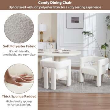 GNIXUU Modern Dining Chairs Set of 4, Upholstered Barrel Accent Chair, Comfy Side Chair Lounge Armchair for Kitchen, Living Room, Reception, Beige