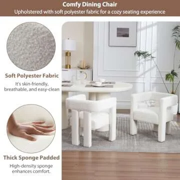 GNIXUU Modern Dining Chairs Set of 4, Upholstered Barrel Accent Chair, Comfy Side Chair Lounge Armchair for Kitchen, Living Room, Reception, Beige