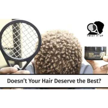 Twist Up Comb Gel (Unity Black) - Alternative to Hair Sponges, Creates Curls and Twists for Black Men, Tennis Racket Design