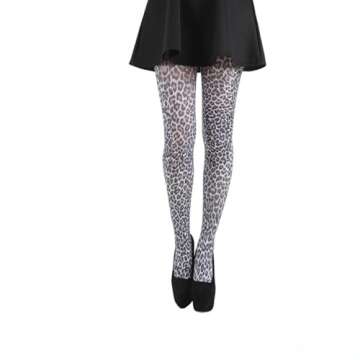 Silver Legs Leopard Animal Print Opaque Tights, Full Length, 8 Colours, Made In England (Standard, W...