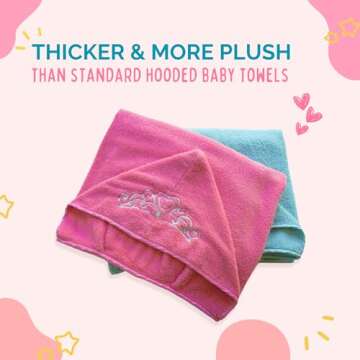 Princess Baby Bath Towel [Pink] Hooded Toddler Towels For Girls Up to 10 Years - Oversized Baby Towel With Super Absorbent 100% Cotton - Soft and Cozy Beach Towel - Full Coverage Kids Bath Towel