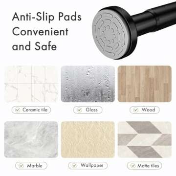 AmazerBath Spring Tension Shower Curtain Rod, 31-75 Inches Heavy Duty Shower Curtain Rod Rust Proof Bathroom Curtain Rod, Adjustable Shower Curtain Rod No Drill Easy Segmented Installation, Black