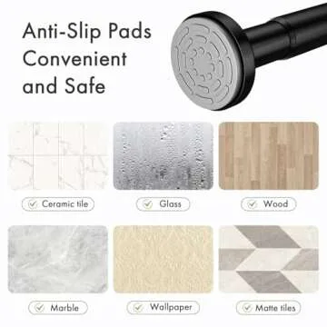 AmazerBath Spring Tension Shower Curtain Rod, 31-75 Inches Heavy Duty Shower Curtain Rod Rust Proof Bathroom Curtain Rod, Adjustable Shower Curtain Rod No Drill Easy Segmented Installation, Black