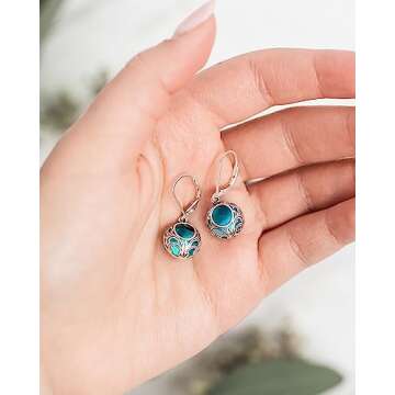 Bottled Up Designs Handmade Vintage Lace Leverback Earrings, Sterling Silver, Eco Friendly, Made in USA, Birthday Gifts, Mothers Day, Women, Anniversary (Mason Jar (Aqua))