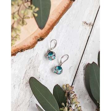 Bottled Up Designs Handmade Vintage Lace Leverback Earrings, Sterling Silver, Eco Friendly, Made in USA, Birthday Gifts, Mothers Day, Women, Anniversary (Mason Jar (Aqua))