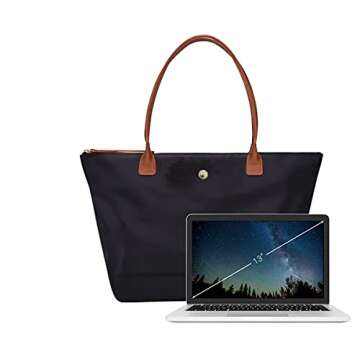 GM LIKKIE Shoulder Tote Bag for Women, Nylon Top-Handle Purse, Foldable Weekend Hobo Handbag (Black2)