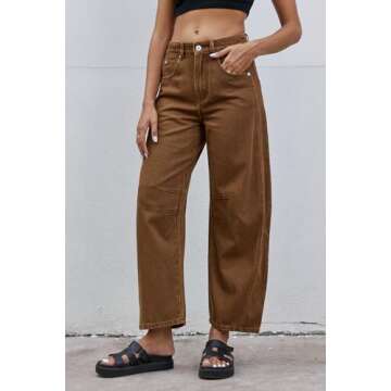 GREAIDEA Mid Rise Wide Leg Baggy Jeans for Women