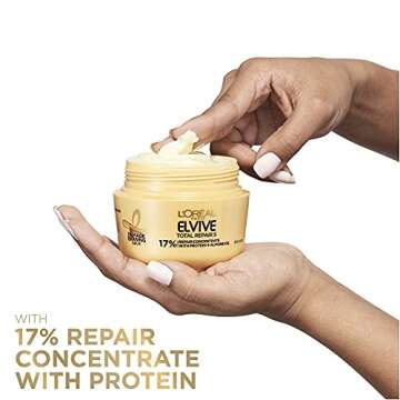 L'Oreal Paris Hair Care Elvive Total Repair 5 Damage Erasing Balm, Conditioning Hair Mask for Damaged Hair, with Almond and Protein, 8.5 fl; oz, (Pack of 2)