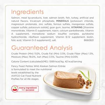 Purina Fancy Feast Gourmet Pate Wet Cat Food, Petites Wild Alaskan Salmon Entree - (Pack of 12) 2.8 oz. Tubs