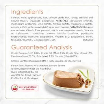 Purina Fancy Feast Gourmet Pate Wet Cat Food, Petites Wild Alaskan Salmon Entree - (Pack of 12) 2.8 oz. Tubs