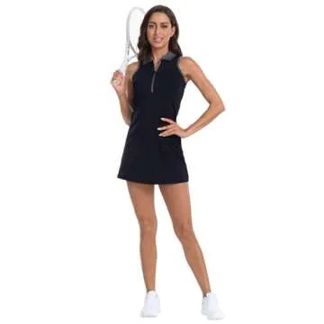 HDE Women's Zip Up Tennis Dress with Shorts | Stylish Athletic Wear