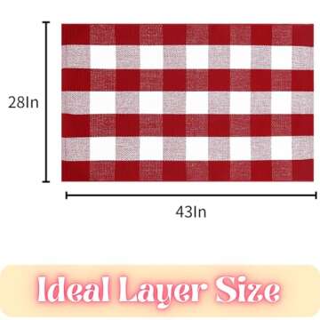 Ckorzen Red and White Plaid Rug, 28" x 43" Christmas Outdoor Front Door Decor Mat, Cotton Hand-Woven...