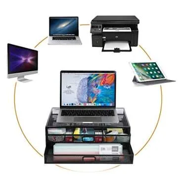 Monitor Stand Riser with Drawer Mesh Metal Desk Organizers Accessories PC Printer Holder with Pull Out Drawer Organizer, Laptop, Notebook,Office Supplies for Computer
